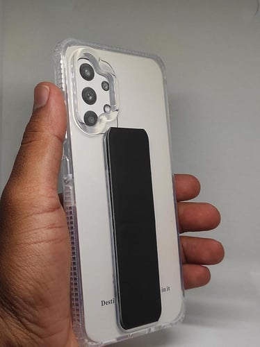 غطاء جوال شفاف من السيليكون مع مسكة عريضة وستاند أ...