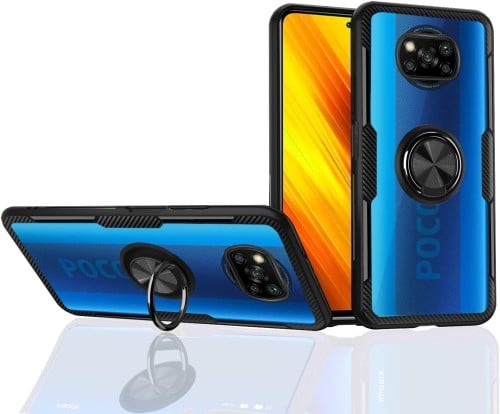 غطاء خلفي شفاف فاخر بأطراف سيليكون ملونة مقاوم للص...