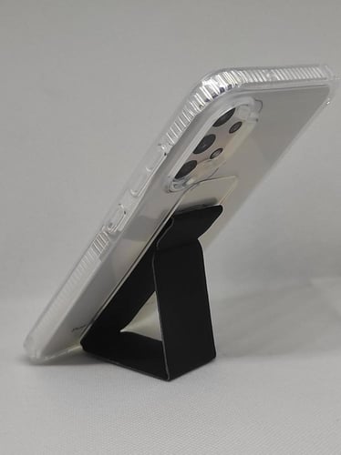 غطاء جوال شفاف من السيليكون مع مسكة عريضة وستاند أ...