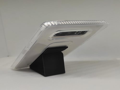 غطاء جوال شفاف من السيليكون مع مسكة عريضة وستاند أ...