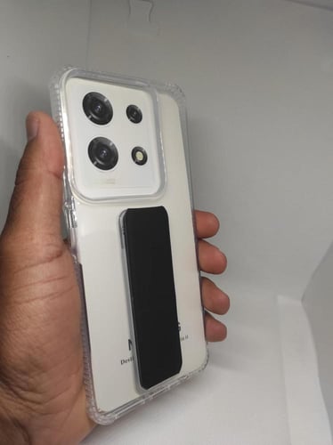 غطاء جوال شفاف من السيليكون مع مسكة عريضة وستاند أ...