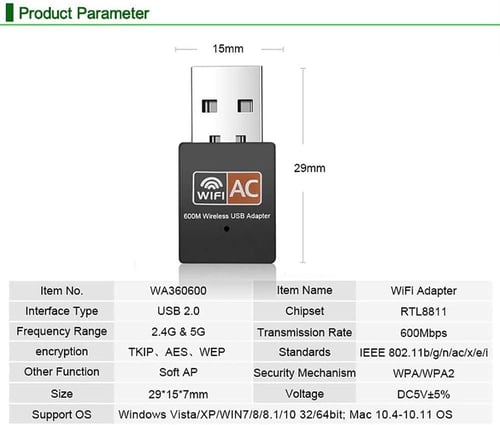 محول واي فاي بسرعة 600 ميجابت في الثانية ثنائي الن...