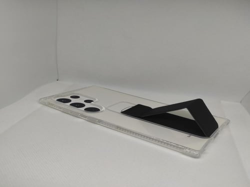 غطاء جوال شفاف من السيليكون مع مسكة عريضة وستاند أ...