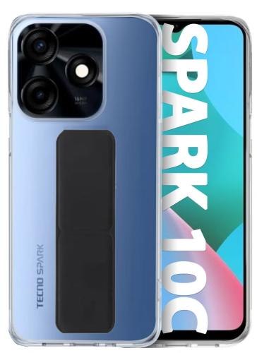 غطاء جوال شفاف من السيليكون مع مسكة عريضة وستاند أ...