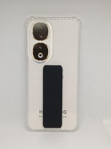 غطاء جوال شفاف من السيليكون مع مسكة عريضة وستاند أ...