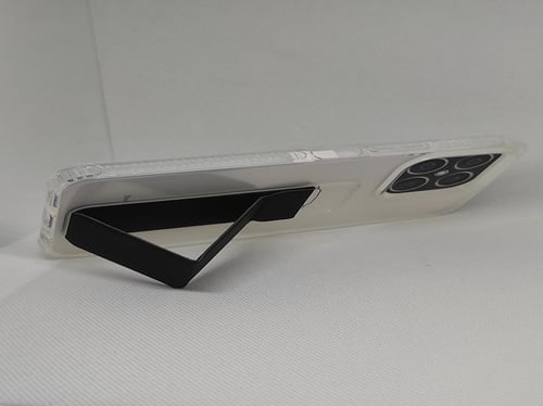 غطاء جوال شفاف من السيليكون مع مسكة عريضة وستاند أ...