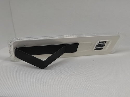 غطاء جوال شفاف من السيليكون مع مسكة عريضة وستاند أ...