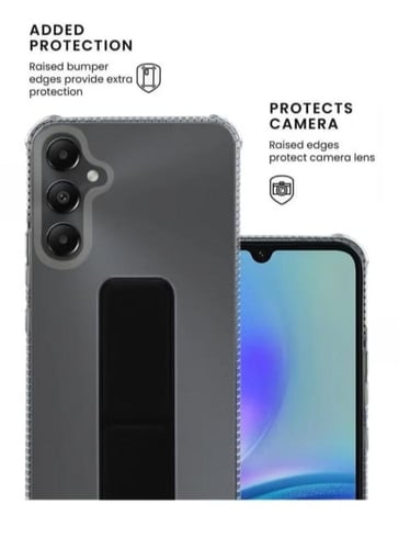 غطاء جوال شفاف من السيليكون مع مسكة عريضة وستاند أ...