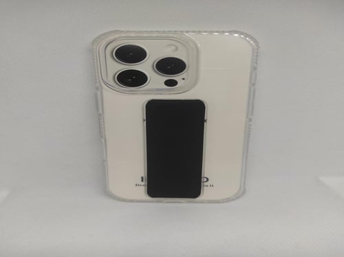 غطاء جوال شفاف من السيليكون مع مسكة عريضة وستاند أ...