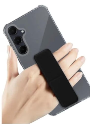 غطاء جوال شفاف من السيليكون مع مسكة عريضة وستاند أ...