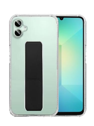 غطاء جوال شفاف من السيليكون مع مسكة عريضة وستاند أ...