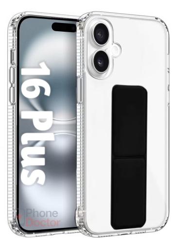 غطاء جوال شفاف من السيليكون مع مسكة عريضة وستاند أ...