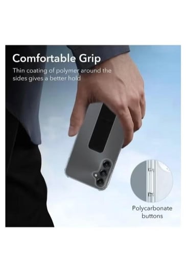 غطاء جوال شفاف من السيليكون مع مسكة عريضة وستاند أ...