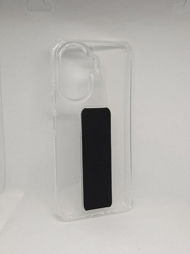 غطاء جوال شفاف من السيليكون مع مسكة عريضة وستاند أ...