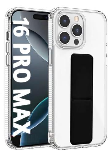 غطاء جوال شفاف من السيليكون مع مسكة عريضة وستاند أ...