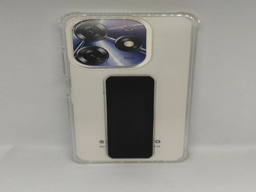 غطاء جوال شفاف من السيليكون مع مسكة عريضة وستاند أ...