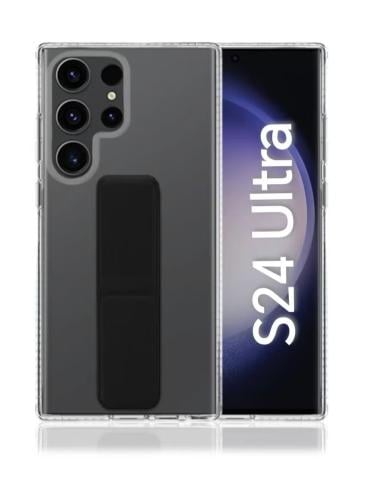 غطاء جوال شفاف من السيليكون مع مسكة عريضة وستاند أ...