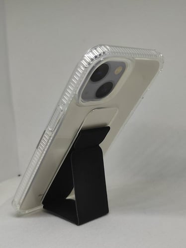 غطاء جوال شفاف من السيليكون مع مسكة عريضة وستاند أ...