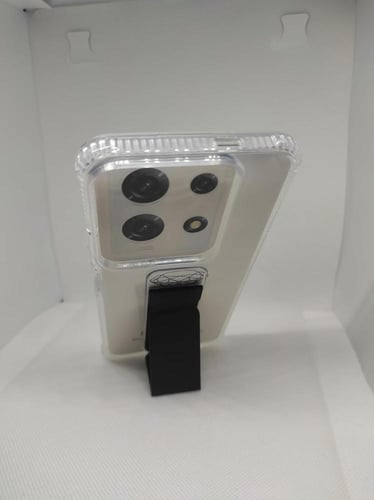 غطاء جوال شفاف من السيليكون مع مسكة عريضة وستاند أ...