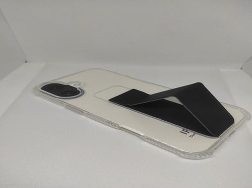 غطاء جوال شفاف من السيليكون مع مسكة عريضة وستاند أ...