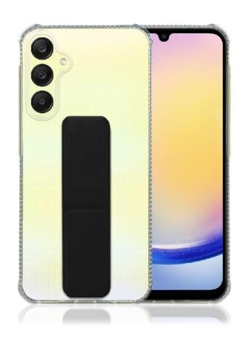 غطاء جوال شفاف من السيليكون مع مسكة عريضة وستاند أ...