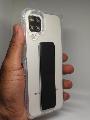 غطاء جوال شفاف من السيليكون مع مسكة عريضة وستاند أ...