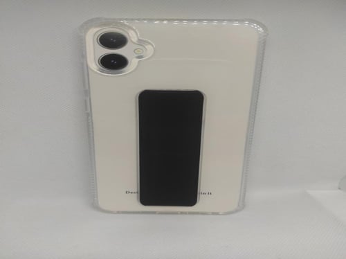 غطاء جوال شفاف من السيليكون مع مسكة عريضة وستاند أ...