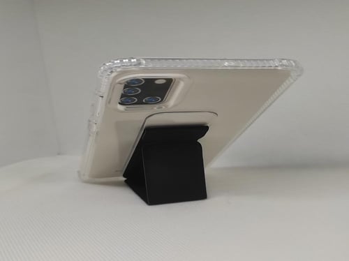 غطاء جوال شفاف من السيليكون مع مسكة عريضة وستاند أ...