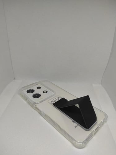 غطاء جوال شفاف من السيليكون مع مسكة عريضة وستاند أ...