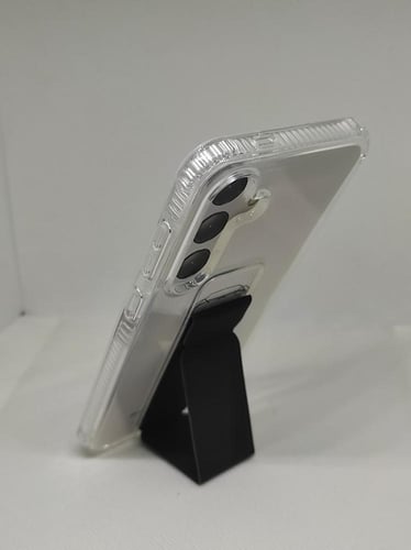 غطاء جوال شفاف من السيليكون مع مسكة عريضة وستاند أ...