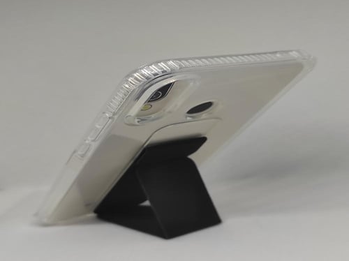 غطاء جوال شفاف من السيليكون مع مسكة عريضة وستاند أ...