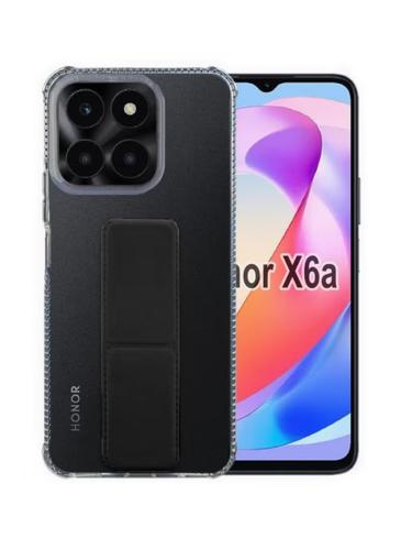 غطاء جوال شفاف من السيليكون مع مسكة عريضة وستاند أ...