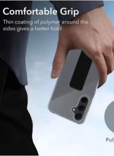 غطاء جوال شفاف من السيليكون مع مسكة عريضة وستاند أ...