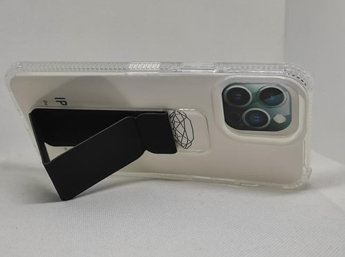 غطاء جوال شفاف من السيليكون مع مسكة عريضة وستاند أ...