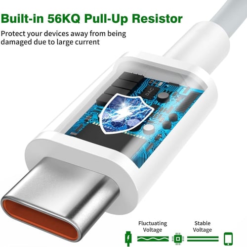 سلك شحن تايب سي 120 واط 6 امبير لهواتف شاومي وردمي...