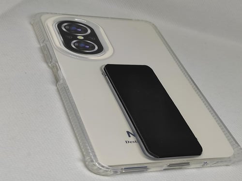 غطاء جوال شفاف من السيليكون مع مسكة عريضة وستاند أ...