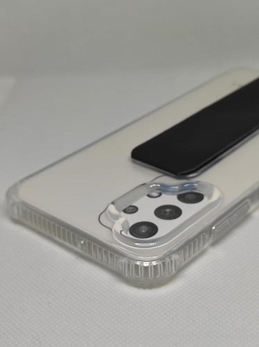 غطاء جوال شفاف من السيليكون مع مسكة عريضة وستاند أ...