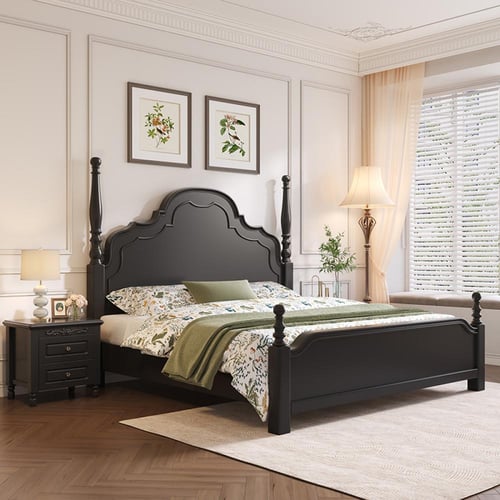 سرير فرنسي من الخشب الصلب،