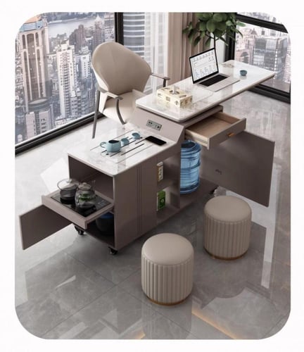 طاولة شاي وقهوة متحركه مرنه قابلة لتحويل لطاولة عم...