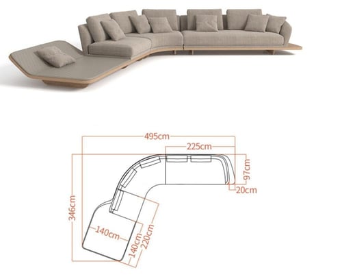 كنب متصل بشكل منحني بتصميم عصري فريد