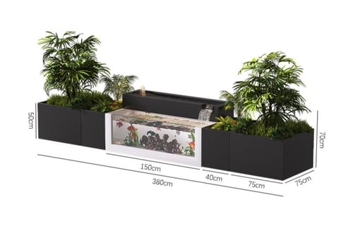 حديقة بشلال ماء وحوض اسماك مدمج بشكل يفوق الخيال
