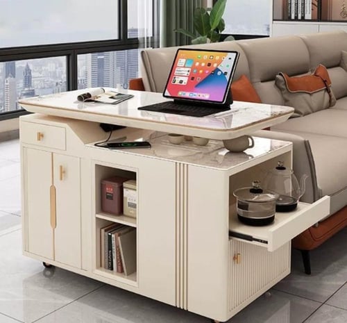 طاولة شاي وقهوة متحركه مرنه قابلة لتحويل لطاولة عم...