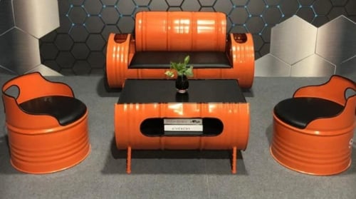 طقم جلسة بنمط الصناعي لبراميل الزيت