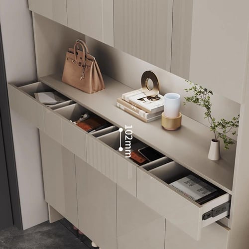 خزانة أخذيه ومساحات تخزين حائطيه بتصميم جميل