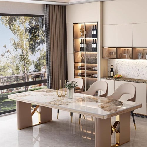 طاولة طعام مستطيلة رخامية