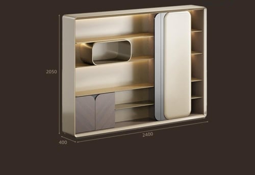 مكتب مدير فاخر مع خزانة ملفات وإضاءة LED - أثاث مك...