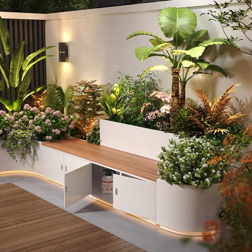 جلسات خارجية بأحواض زراعيه بتصميم ملفت يجعل اي حدي...