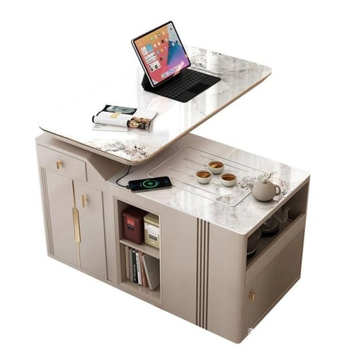 طاولة شاي وقهوة متحركه مرنه قابلة لتحويل لطاولة عم...