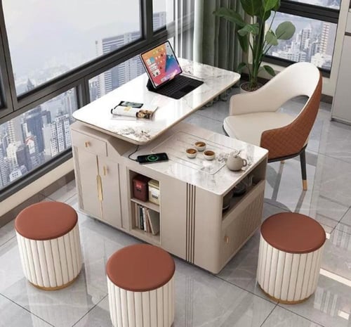 طاولة شاي وقهوة متحركه مرنه قابلة لتحويل لطاولة عم...