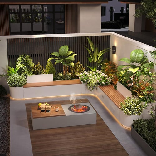 جلسات خارجية بأحواض زراعيه بتصميم ملفت يجعل اي حدي...